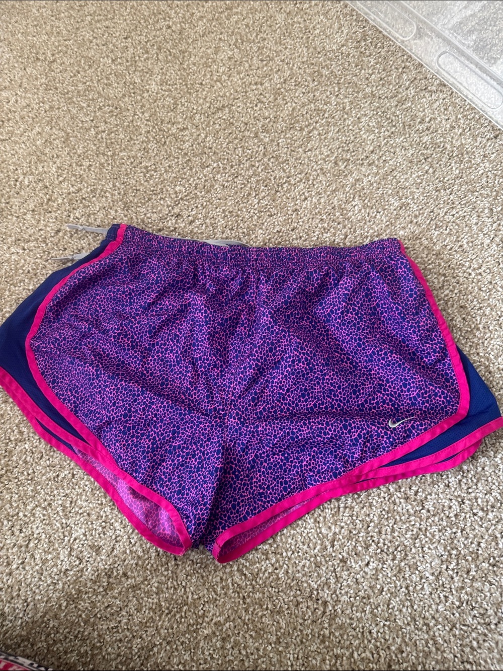 Nike Women’s Purple and Pink Printed Athletic Shorts